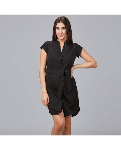 VESTIDO BOTON FORRADO VIVAZ X.LINEN GARYS