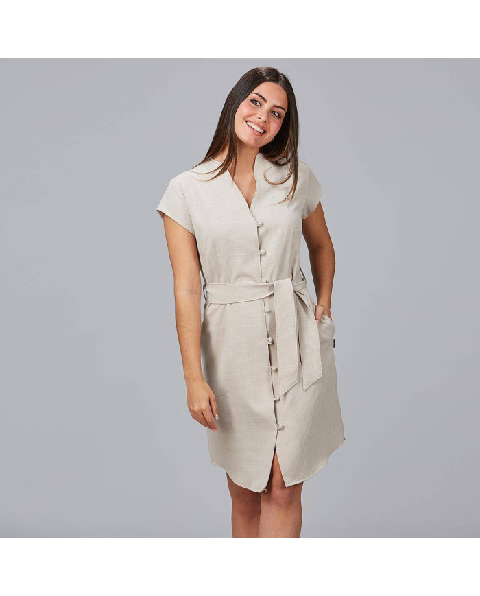 VESTIDO BOTON FORRADO VIVAZ X.LINEN GARYS