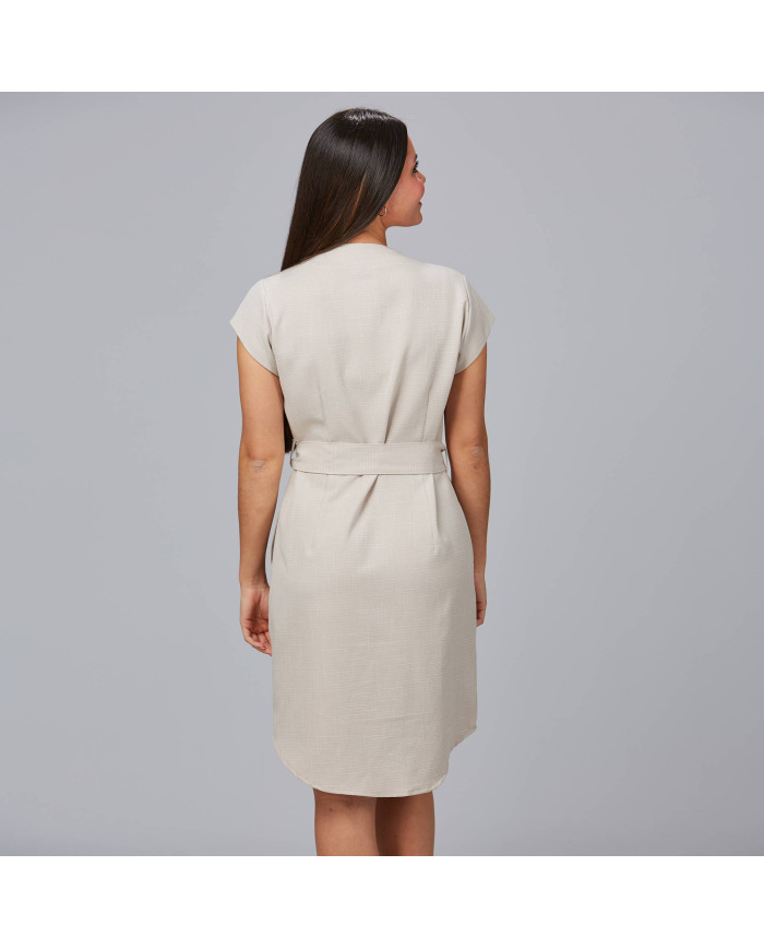VESTIDO BOTON FORRADO VIVAZ X.LINEN GARYS
