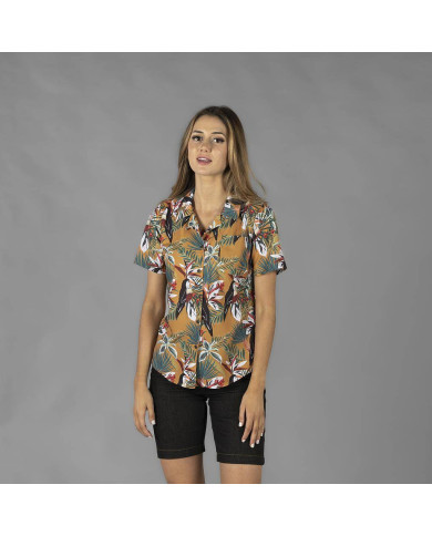 CAMISA MUJER CUELLO SOLAPA HAWAIANA GARYS