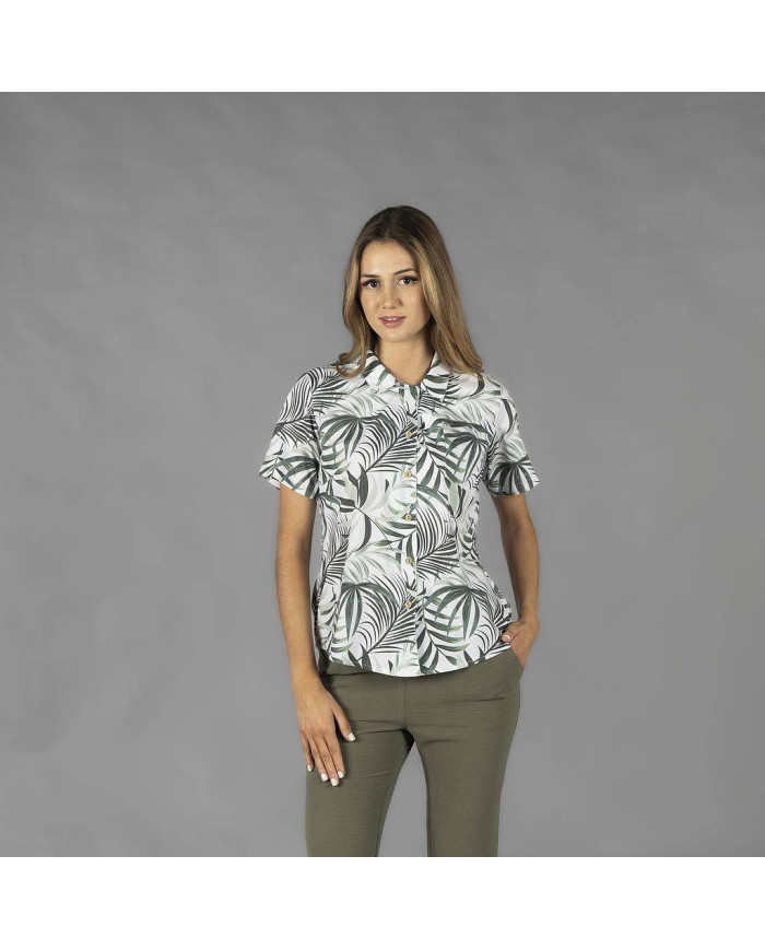 CAMISA MUJER CUELLO SOLAPA HAWAIANA GARYS