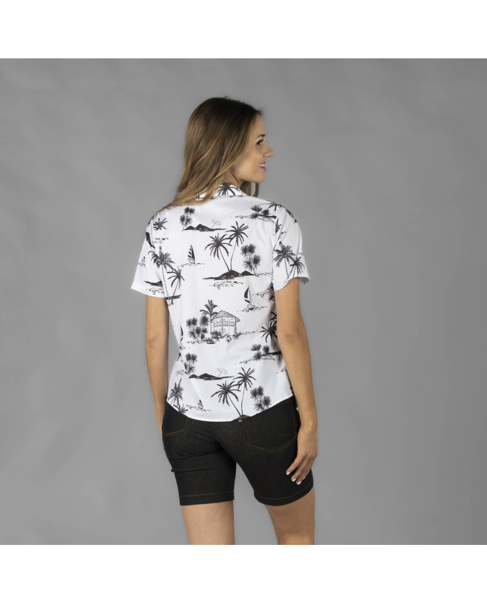 CAMISA MUJER CUELLO SOLAPA HAWAIANA GARYS