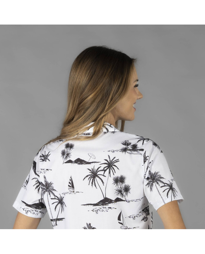 CAMISA MUJER CUELLO SOLAPA HAWAIANA GARYS