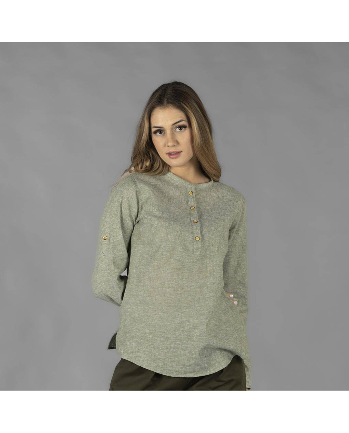 CAMISA MUJER LINO/COTTON CUELLO MAO KAULA GARYS