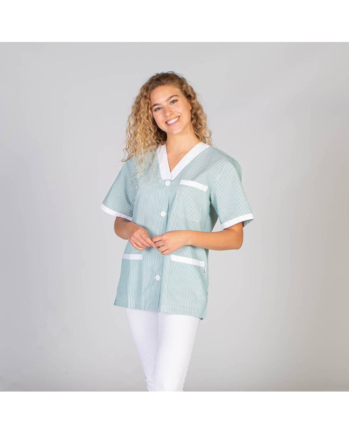 BLUSA SANITARIO UNISEX PICO ABIERTO VICHY COMBINADA GARYS