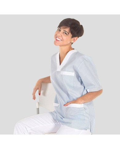 BLUSA SANITARIO UNISEX PICO VICHY COMBINADA GARYS