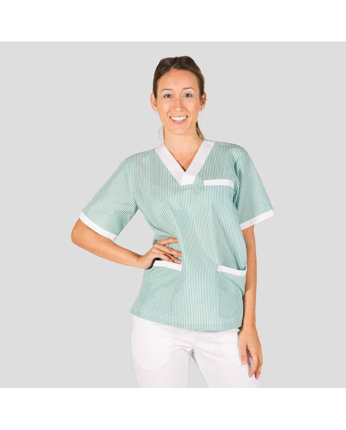 BLUSA SANITARIO UNISEX PICO VICHY COMBINADA GARYS