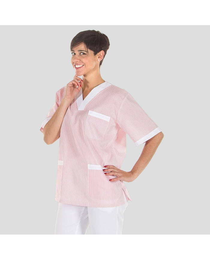 BLUSA SANITARIO UNISEX PICO VICHY COMBINADA GARYS