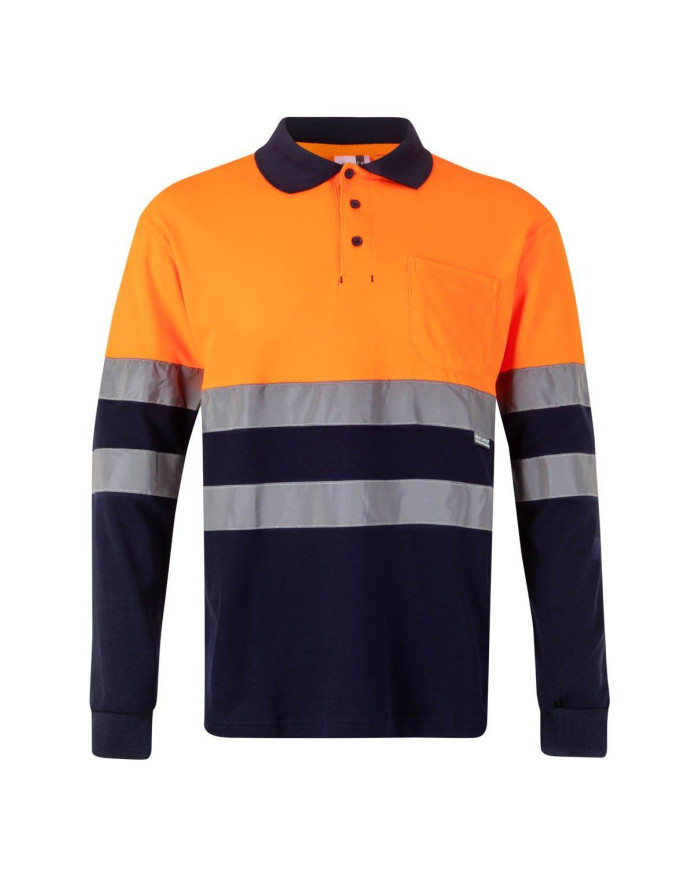 Polo algodón bicolor manga larga VELILLA
