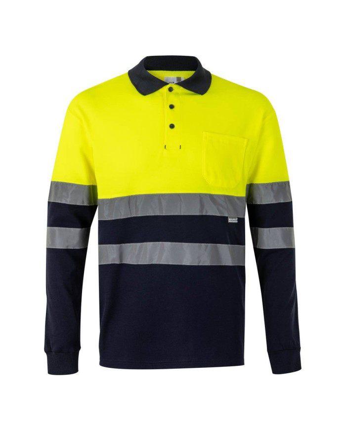 Polo algodón bicolor manga larga VELILLA