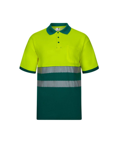 Polo algodón bicolor manga corta cinta segmentada VELILLA
