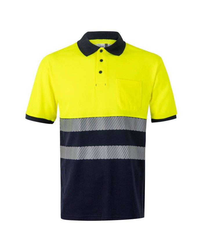 Polo algodón bicolor manga corta cinta segmentada VELILLA