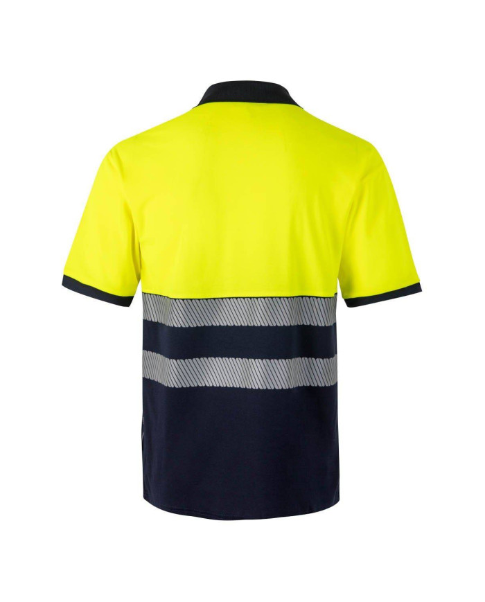Polo algodón bicolor manga corta cinta segmentada VELILLA