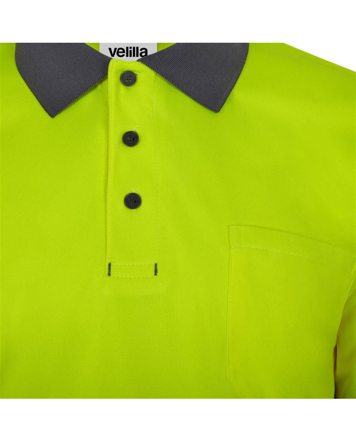 Polo poliéster reciclado bicolor manga corta cinta segmentada VELILLA