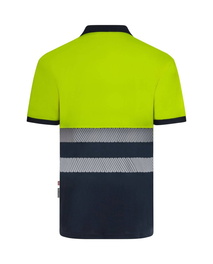 Polo poliéster reciclado bicolor manga corta cinta segmentada VELILLA