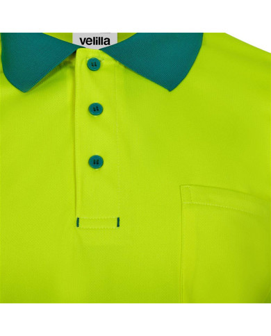 Polo poliéster reciclado bicolor manga larga cinta segmentada VELILLA