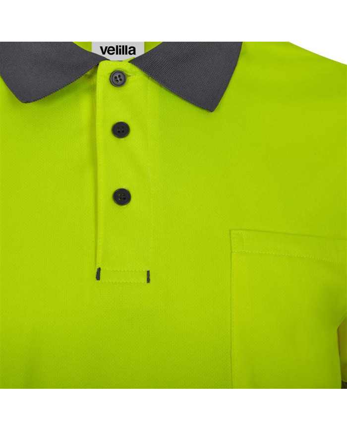 Polo poliéster reciclado bicolor manga larga cinta segmentada VELILLA
