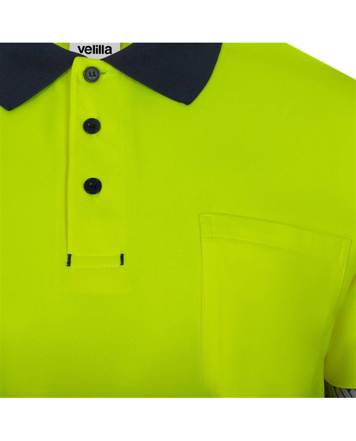 Polo poliéster reciclado bicolor manga larga cinta segmentada VELILLA