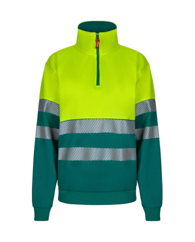 Sudadera bicolor con media cremallera cinta segmentada VELILLA