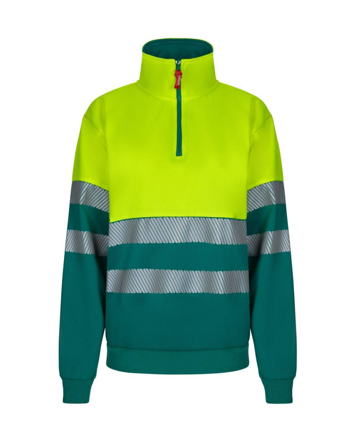 Sudadera bicolor con media cremallera cinta segmentada VELILLA