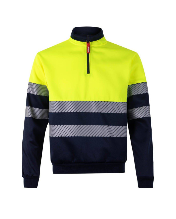 Sudadera bicolor con media cremallera cinta segmentada VELILLA