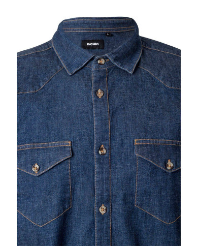 Camisa denim stretch manga larga hombre VELILLA