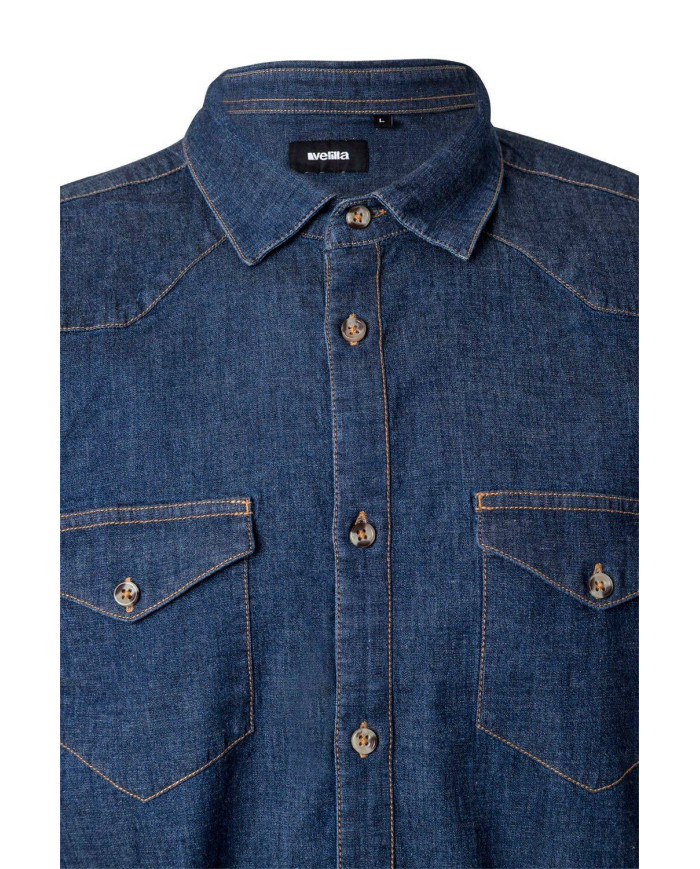 Camisa denim stretch manga larga hombre VELILLA