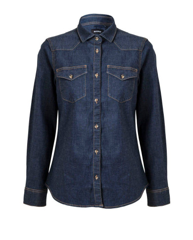 Camisa denim stretch manga larga mujer VELILLA