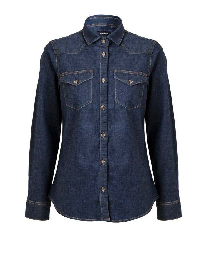 Camisa denim stretch manga larga mujer VELILLA
