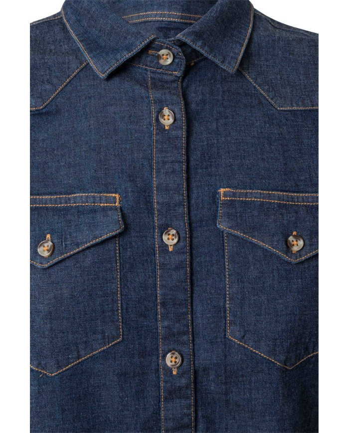 Camisa denim stretch manga larga mujer VELILLA