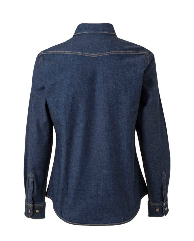 Camisa denim stretch manga larga mujer VELILLA
