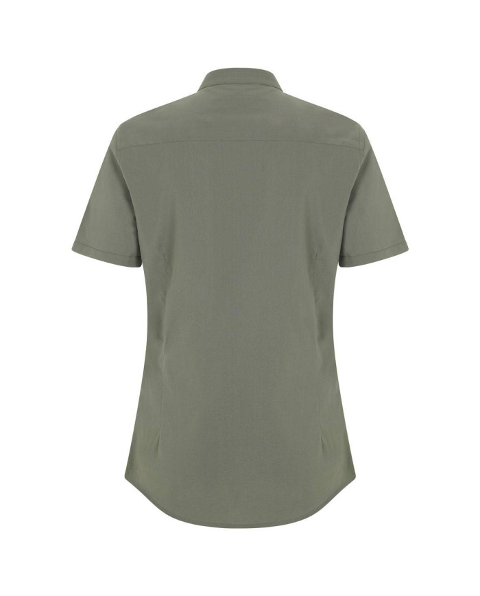 Camisa cuello tirilla stretch manga corta mujer VELILLA