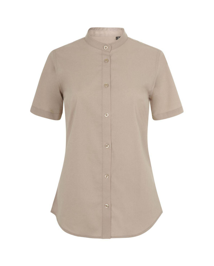 Camisa cuello tirilla stretch manga corta mujer VELILLA