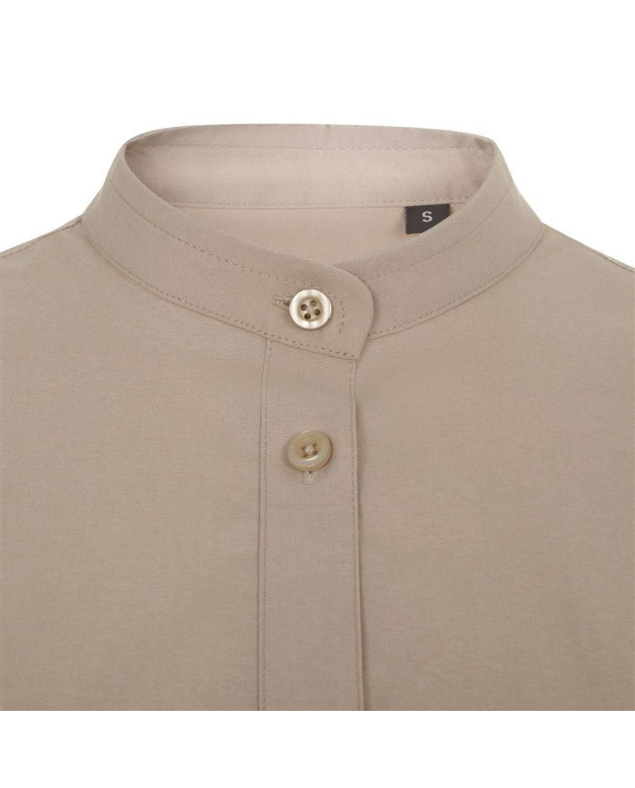 Camisa cuello tirilla stretch manga corta mujer VELILLA