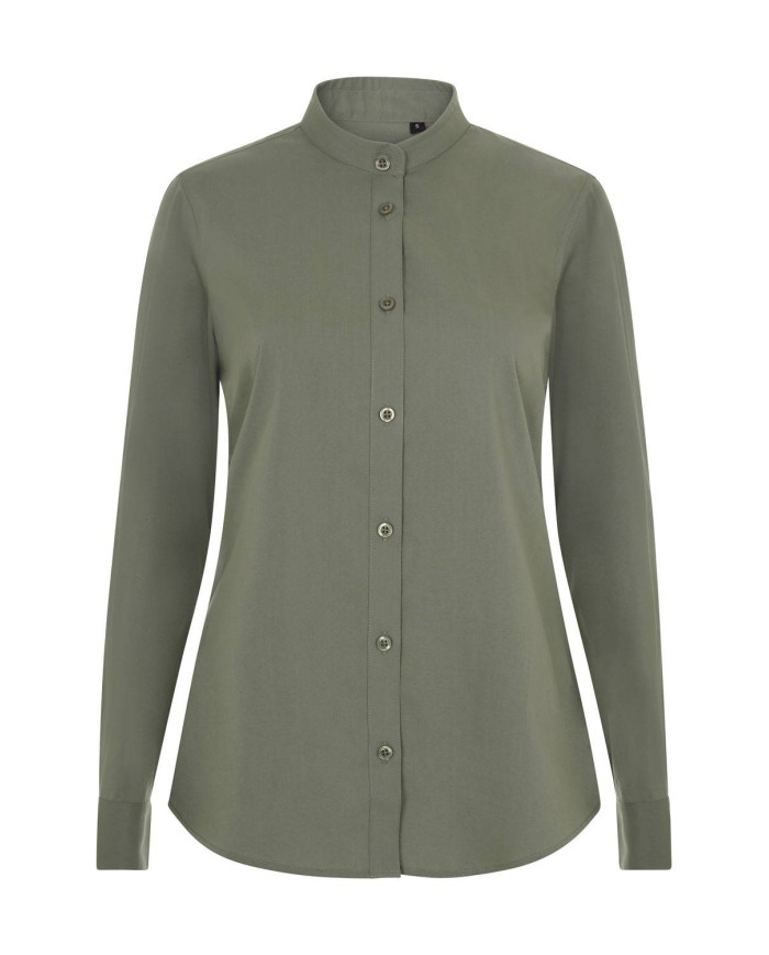 Camisa cuello tirilla stretch manga larga mujer VELILLA