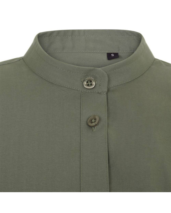 Camisa cuello tirilla stretch manga larga mujer VELILLA