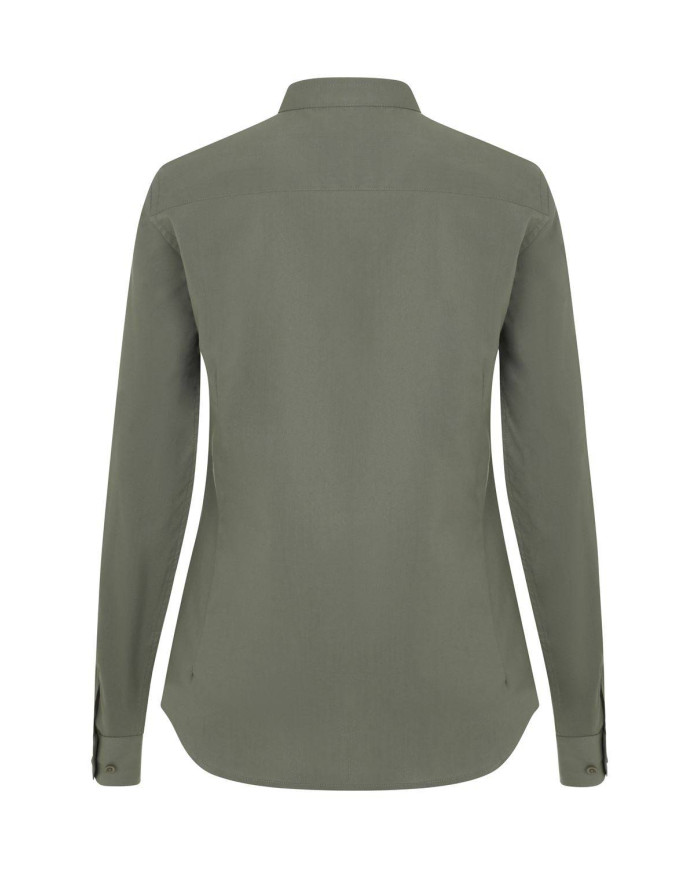 Camisa cuello tirilla stretch manga larga mujer VELILLA