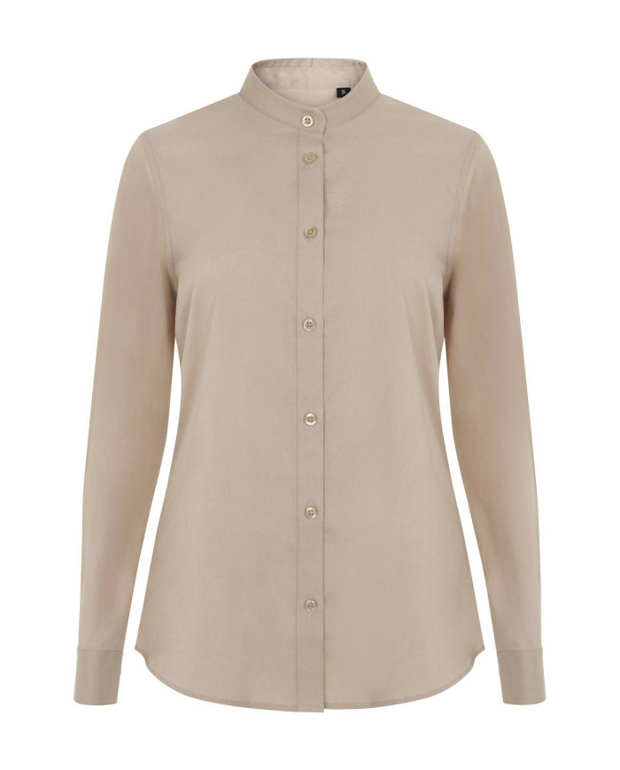 Camisa cuello tirilla stretch manga larga mujer VELILLA