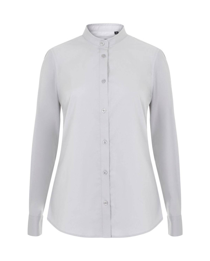 Camisa cuello tirilla stretch manga larga mujer VELILLA